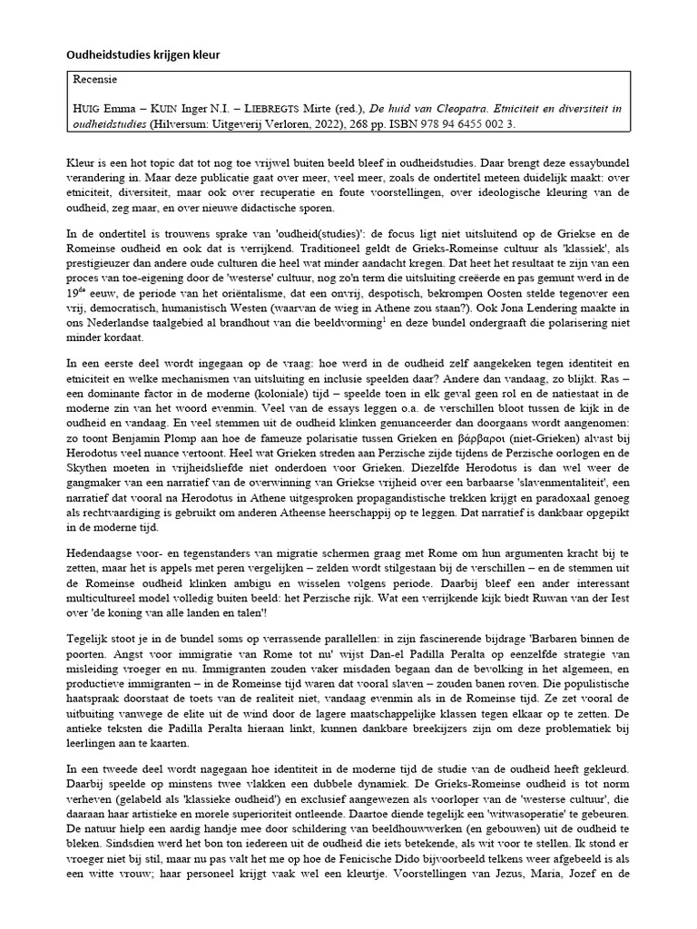 2022 06 29 RECENSIE De Huid V Cleopatra Definitief PDF