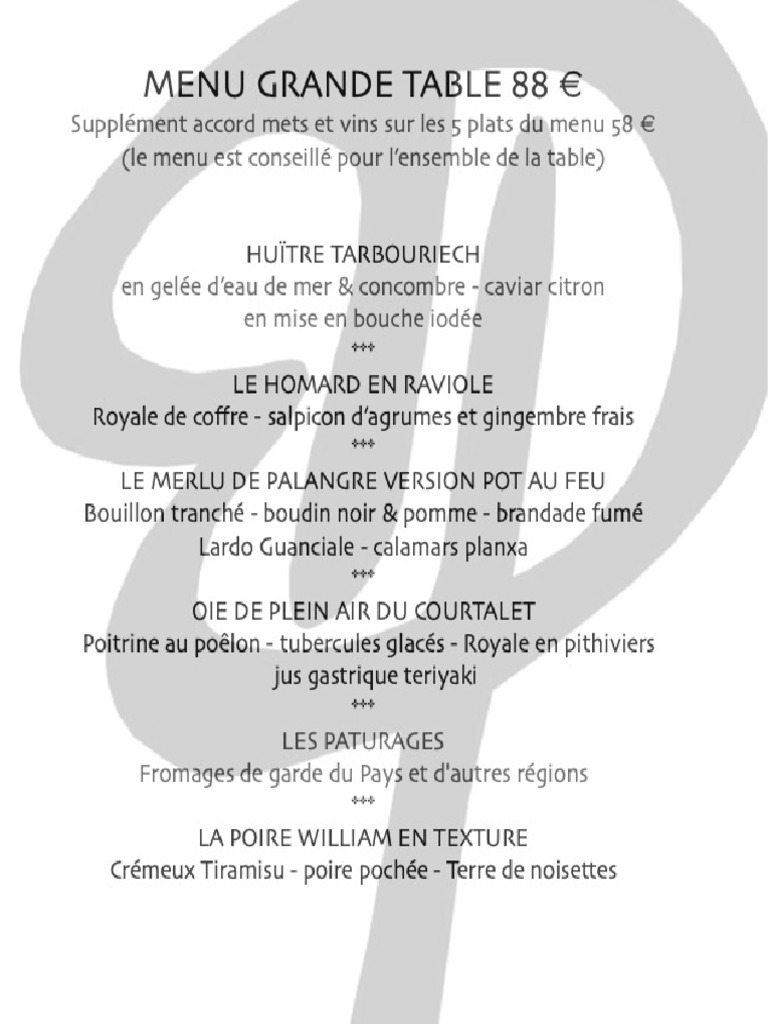 Menu Grande Table 2023 PDF