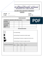 Teacher Assessment Parameters Excellent Very Good Good Satisfactory Knowledge Understanding Reasoning/ Application Hots Self-Assessment Rubric