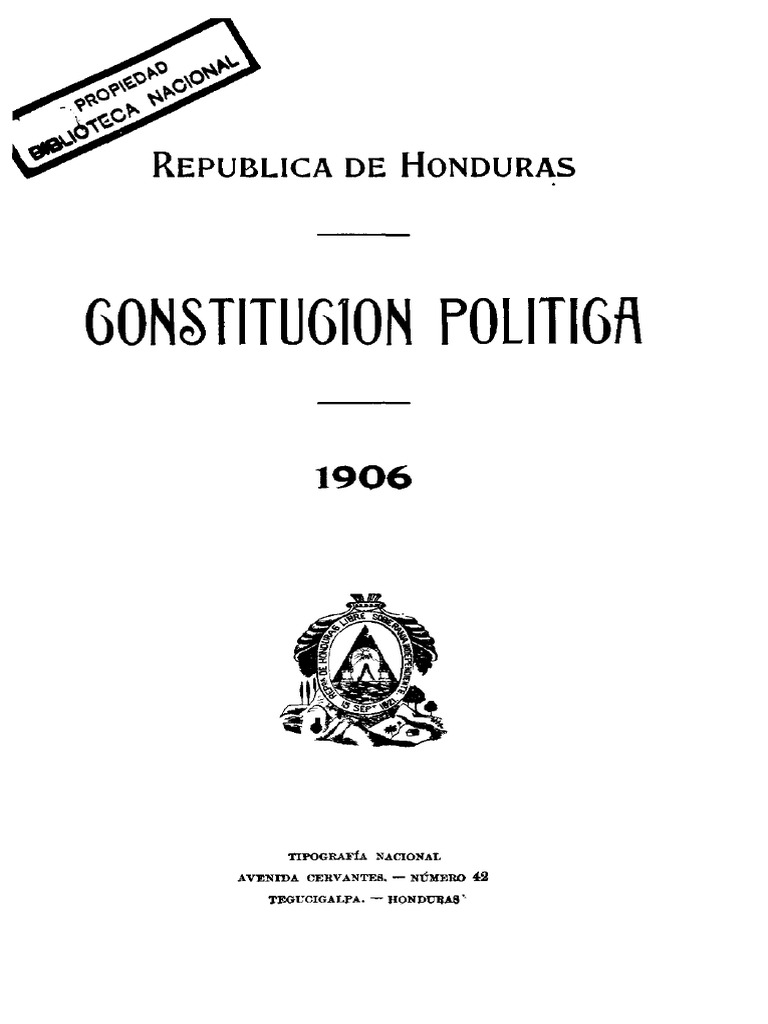 Republica de Honduras Constitucion Politica de 1906 PDF