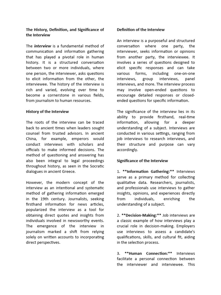 The Interview's Role in History | PDF | Interview | Job Interview