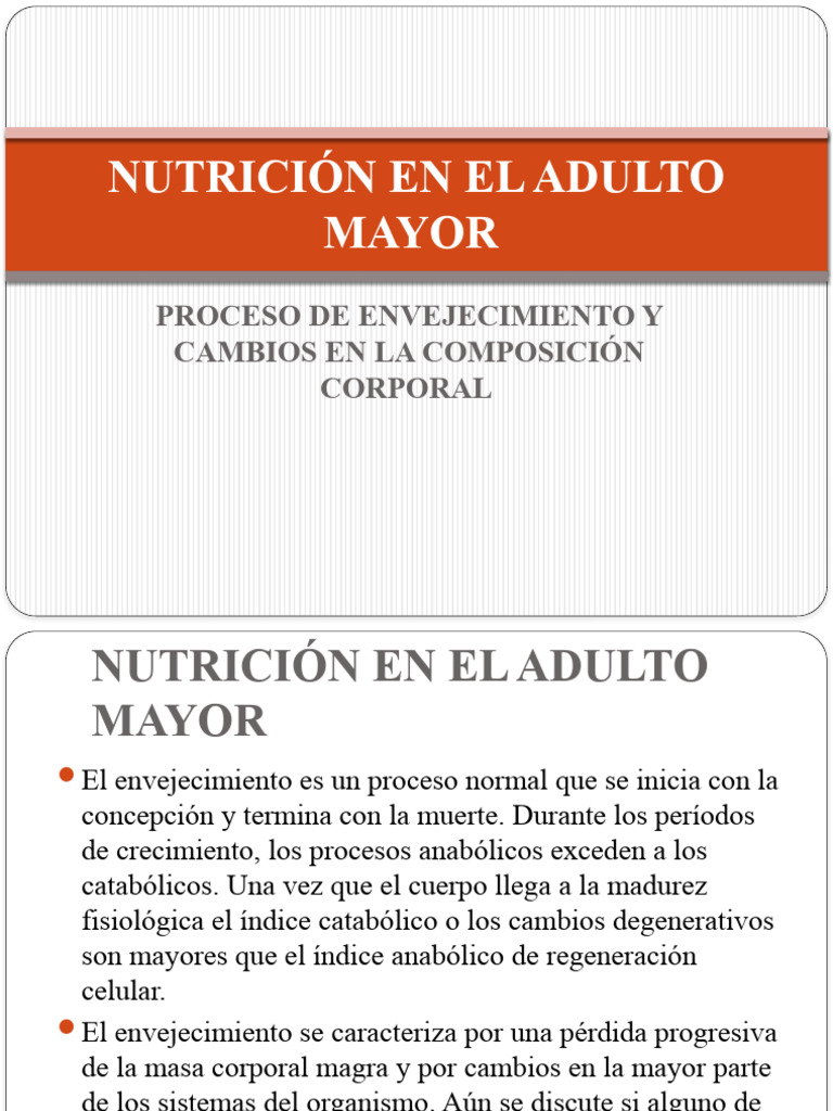 Nutrición en El Adulto Mayor | Descargar gratis PDF | Dieta | Obesidad