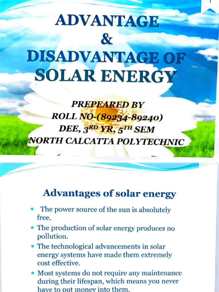 Solar Energy Adv Advantage & Disadvantage PDF Solar Power