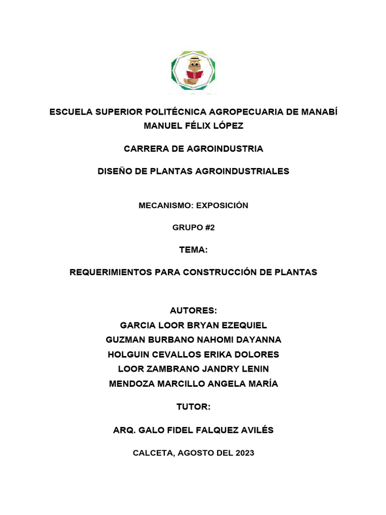 Requerimientos para Plantas Agroindustriales | PDF | Leche | Fundación ...