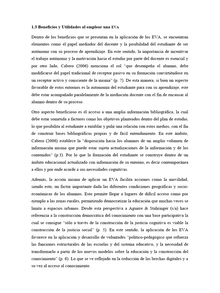 Beneficios y Utilidades Al Emplear Una Eva | PDF | Enseñando | Aprendizaje