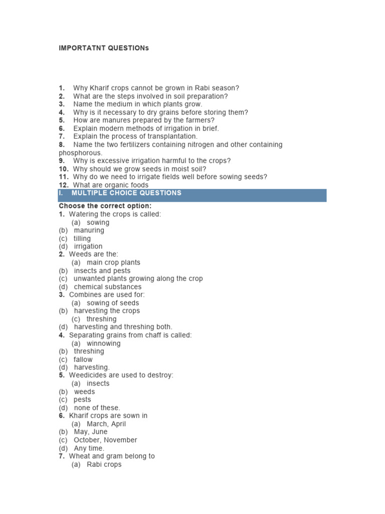 Exam Paper PDF Plough Sowing