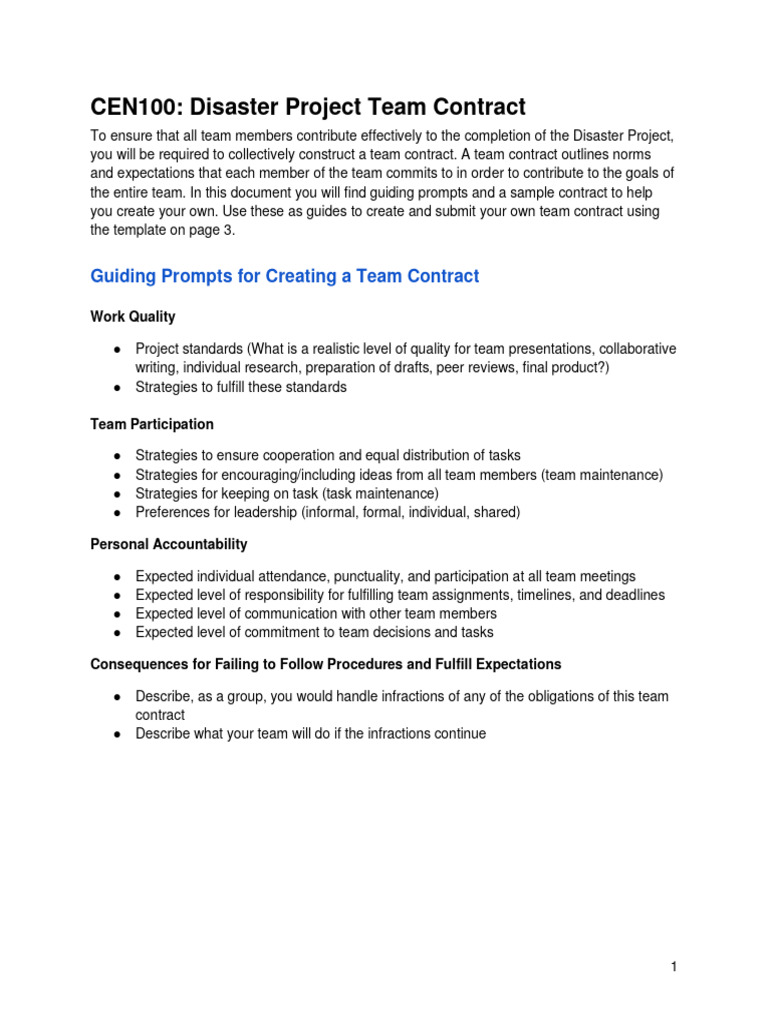 Team Contract Guide for Students | PDF | Human Communication | Cognition