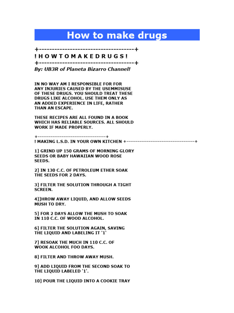 How To Make Drugs | PDF | Food And Drink | Foods