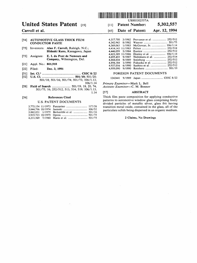 Automotive Glass Thick Film Conductor Paste PDF Glasses Silver