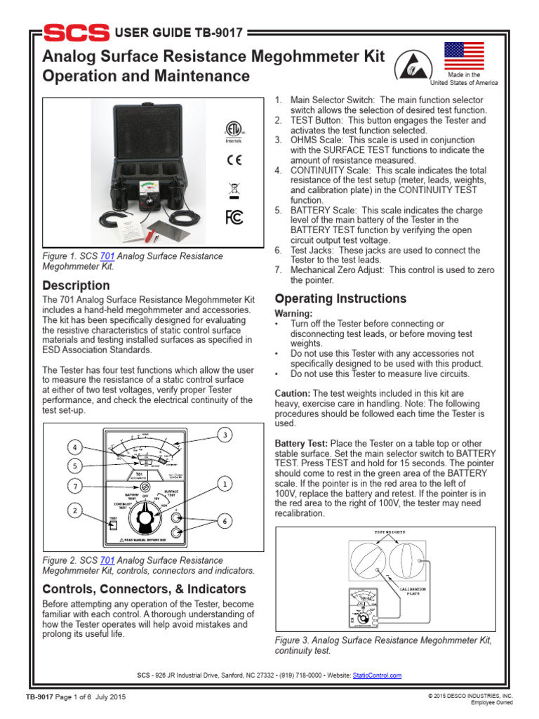 701 Megohmmeter User Guide | PDF | Electrical Resistance And ...