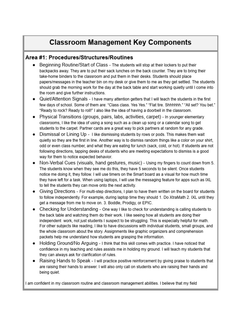 Classroom Management Key Components | PDF | Classroom | Teachers