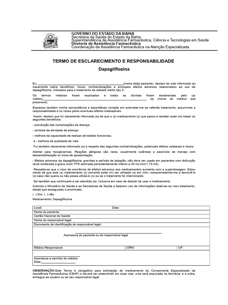 TERMO-DE-ESCLARECIMENTO-E-RESPONSABILIDADE-DIABETE-MELITO-TIPO-2 | PDF ...