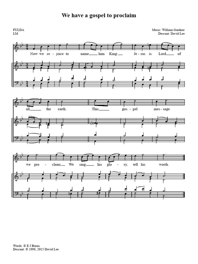 Gospel Proclamation Hymn Lyrics | PDF