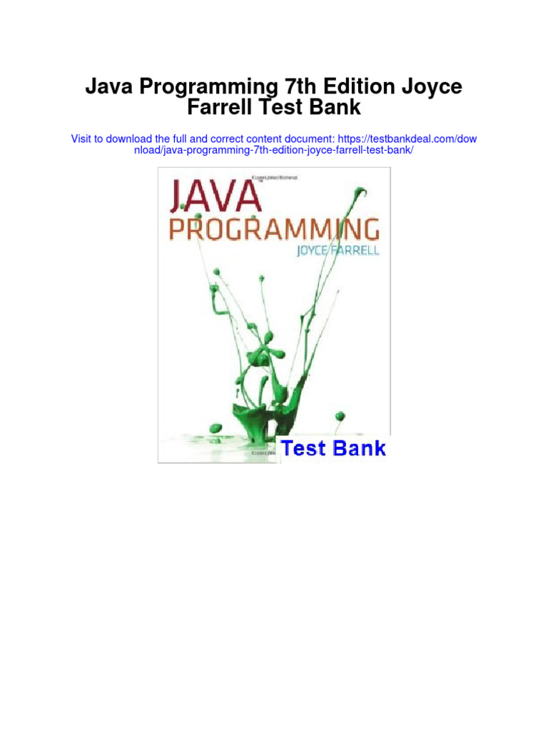 Java Programming 7th Edition Joyce Farrell Test Bank | PDF | C ...
