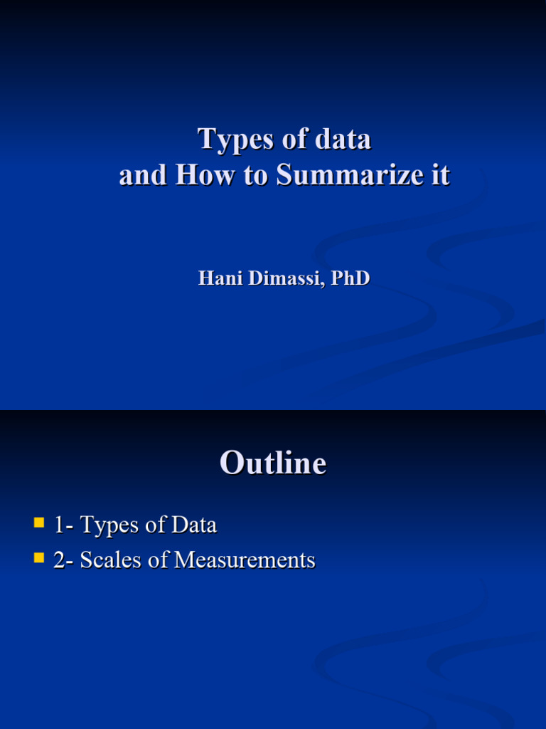 Lect-1-Types and Summarizing Data - 2017 | PDF | Standard Deviation | Mean