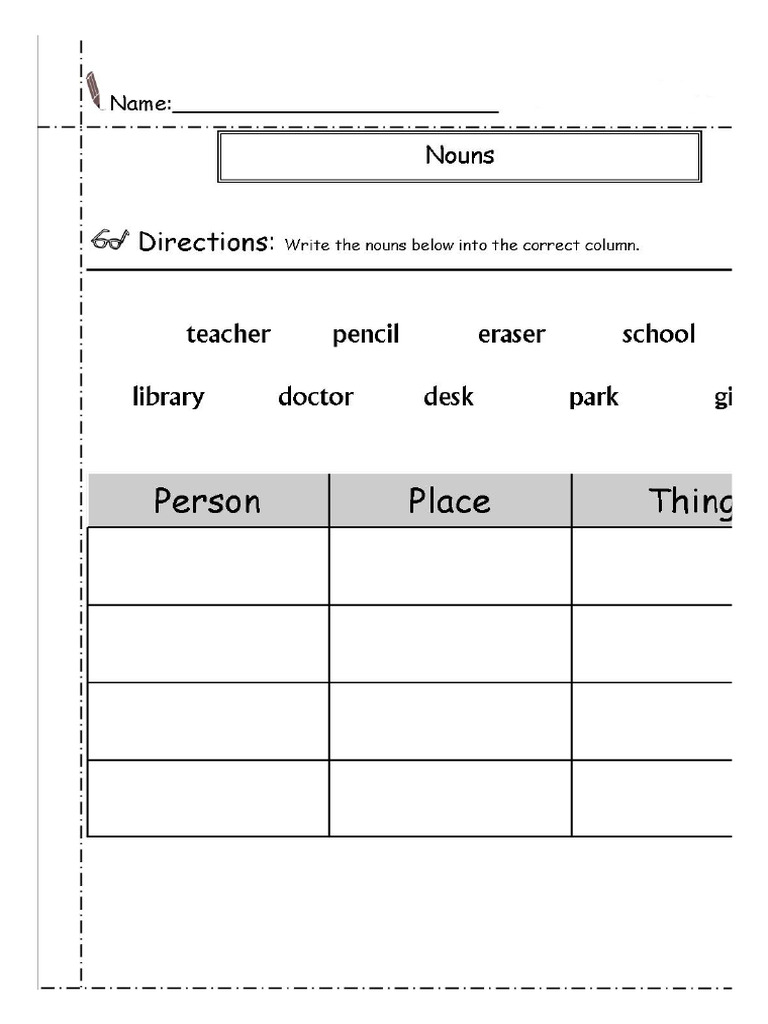2nd Grade English Worksheets Nouns PDF