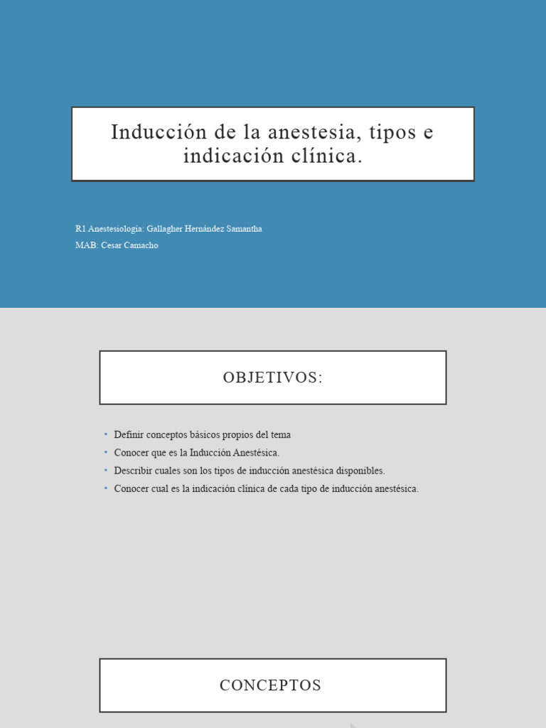 Inducción De La Anestesia Tipos E Indicación Pdf Anestesia