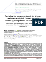 Participación y Compromiso de Los Jóvenes en El Entorno Digital. Usos de Las Redes Sociales y Percepción de Sus Consecuencias