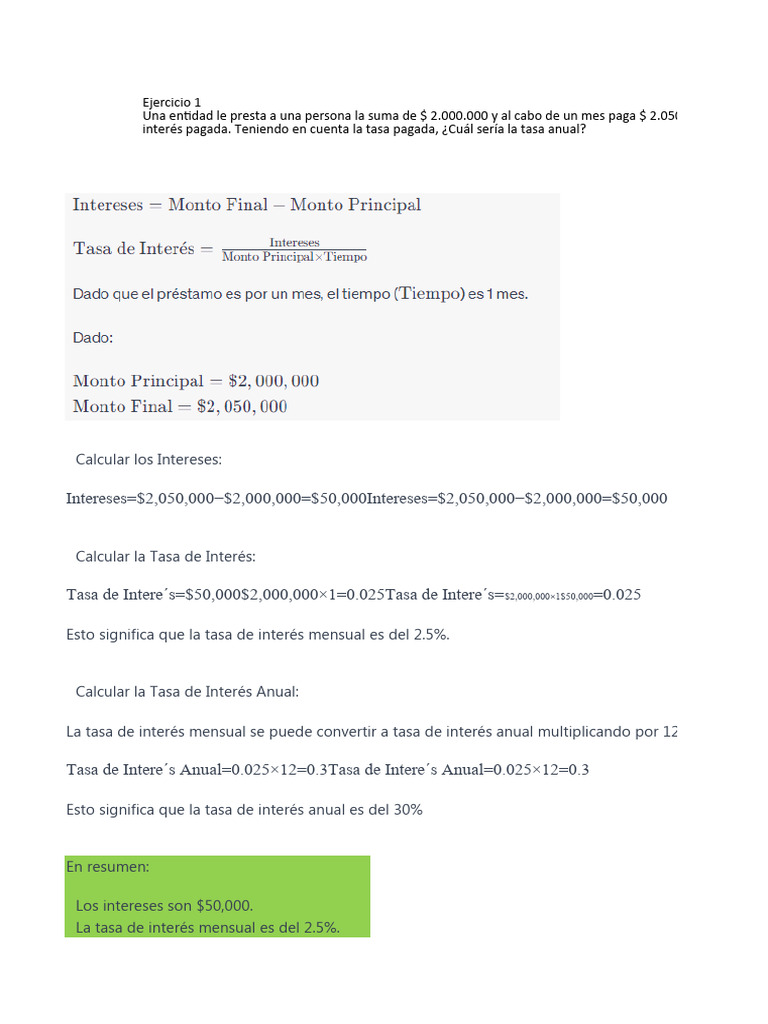 Cálculo de Intereses y Tasas Anuales | PDF | Interés | Bancario