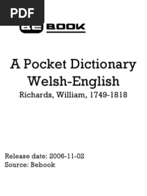 Richards William 1749 1818 a Pocket Dictionary Welsh English ... - 
