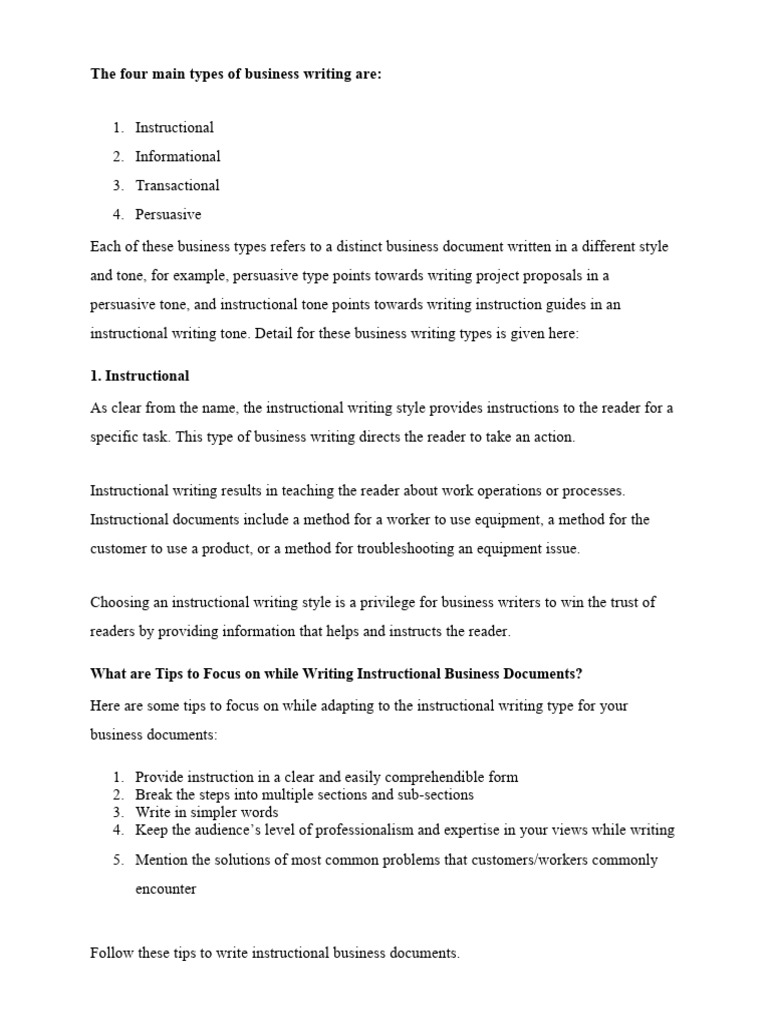 Types Of Business Writing Pdf