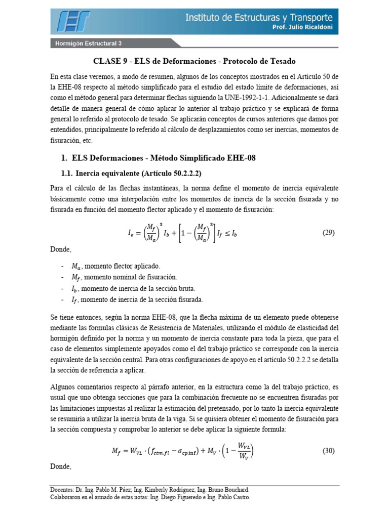 ELS de Deformaciones: Protocolo de Tesado | PDF | Viga (Estructura ...