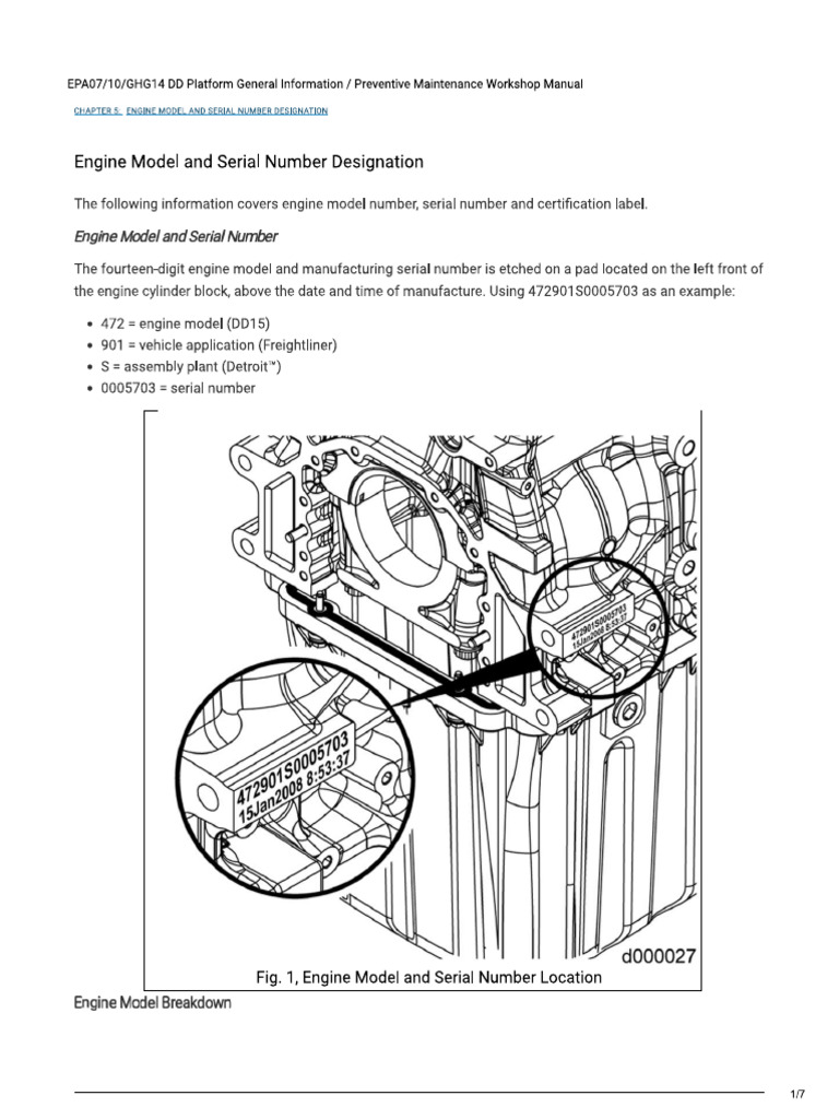 Engine Model and Serial Number Designation DD13-DD15 | PDF
