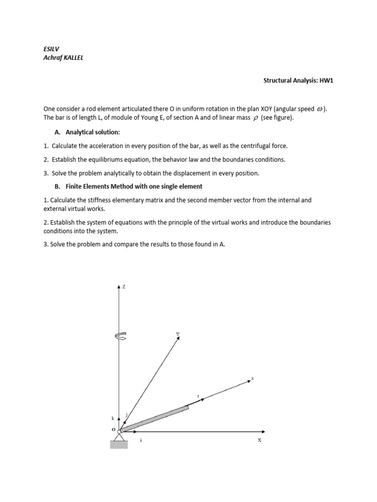 Structural Analysis: HW1: Esilv Achraf KALLEL | PDF | Linear Algebra ...