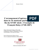 L'arrangement D'opéras Comiques Dans La Vie Musicale Parisienne À La Fin Du XVIIIe Siècle (126 PP)