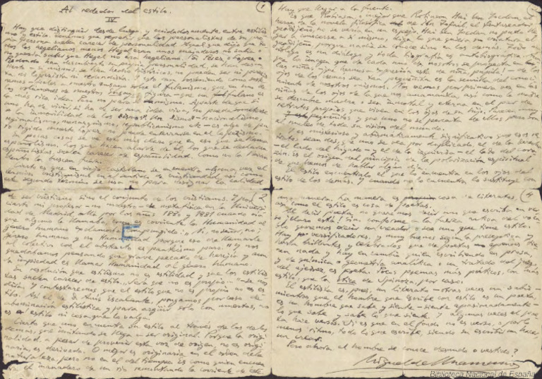 Unamuno, Miguel de - Alrededor Del Estilo. IV (1920 MANUSCRITO) | PDF