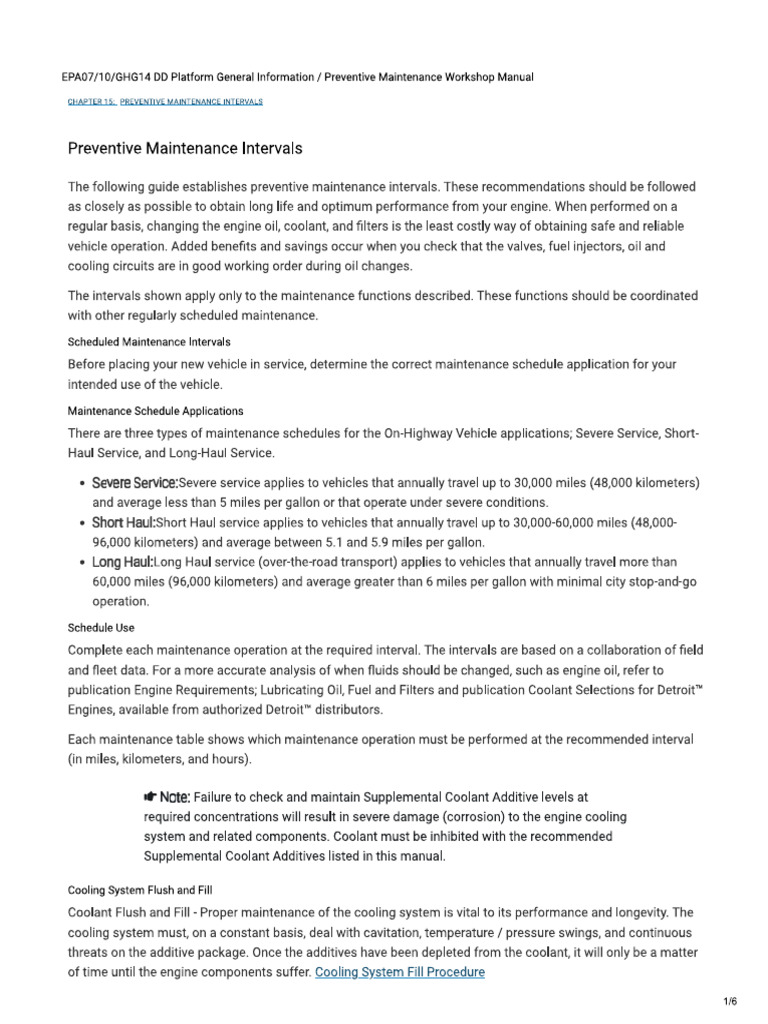 Preventive Maintenance Intervals | PDF