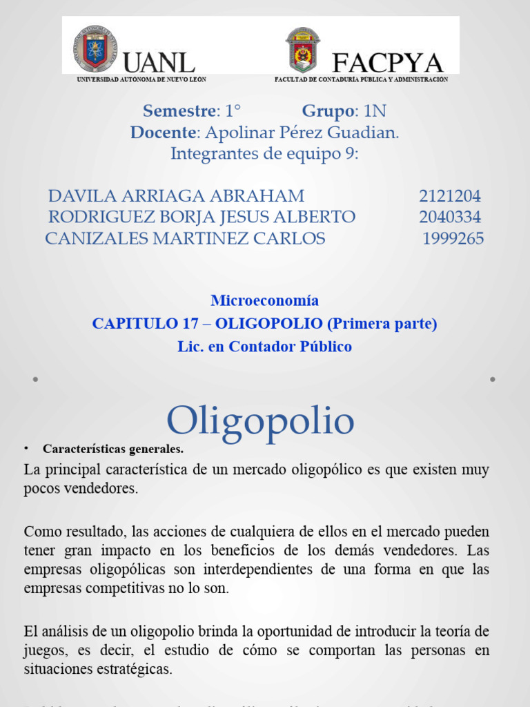 Oligopolio y Teoría de Juegos | PDF | Oligopolio | Monopolio