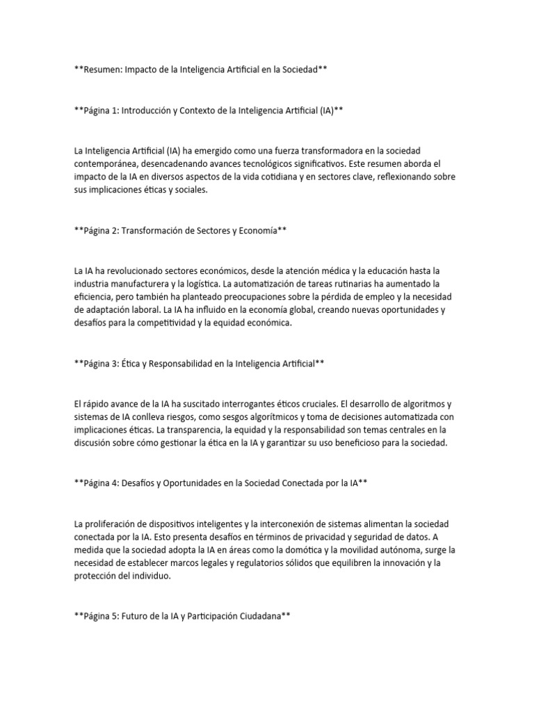 Impacto de la IA en la Sociedad Actual | PDF | Inteligencia artificial ...