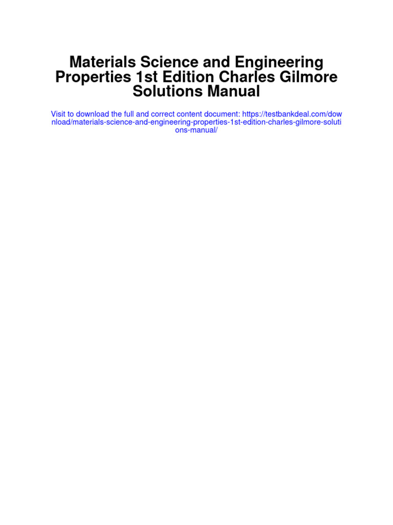 Materials Science and Engineering Properties 1st Edition Charles