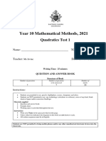 10MM - Quadratics Test 1 2021 For Ms Irvine's Class