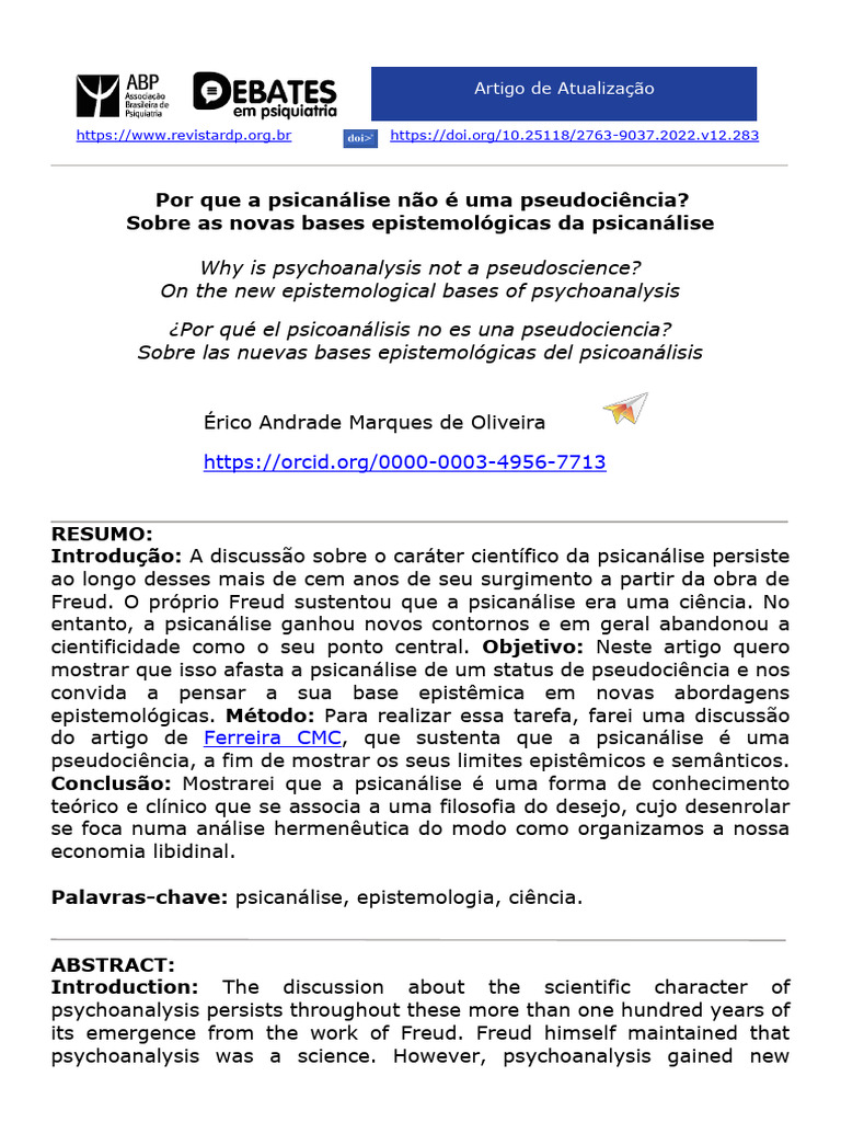 Psicanálise: Ciência ou Pseudociência? | PDF | Science | Psicanálise