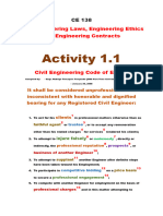 CE 138 Civil Engineering Code of Ethics