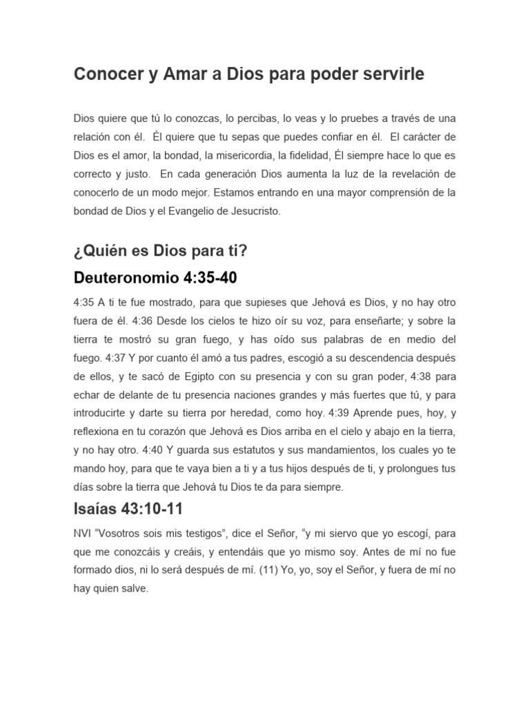 Conocer y Amar a Dios | PDF | Amor | Dios