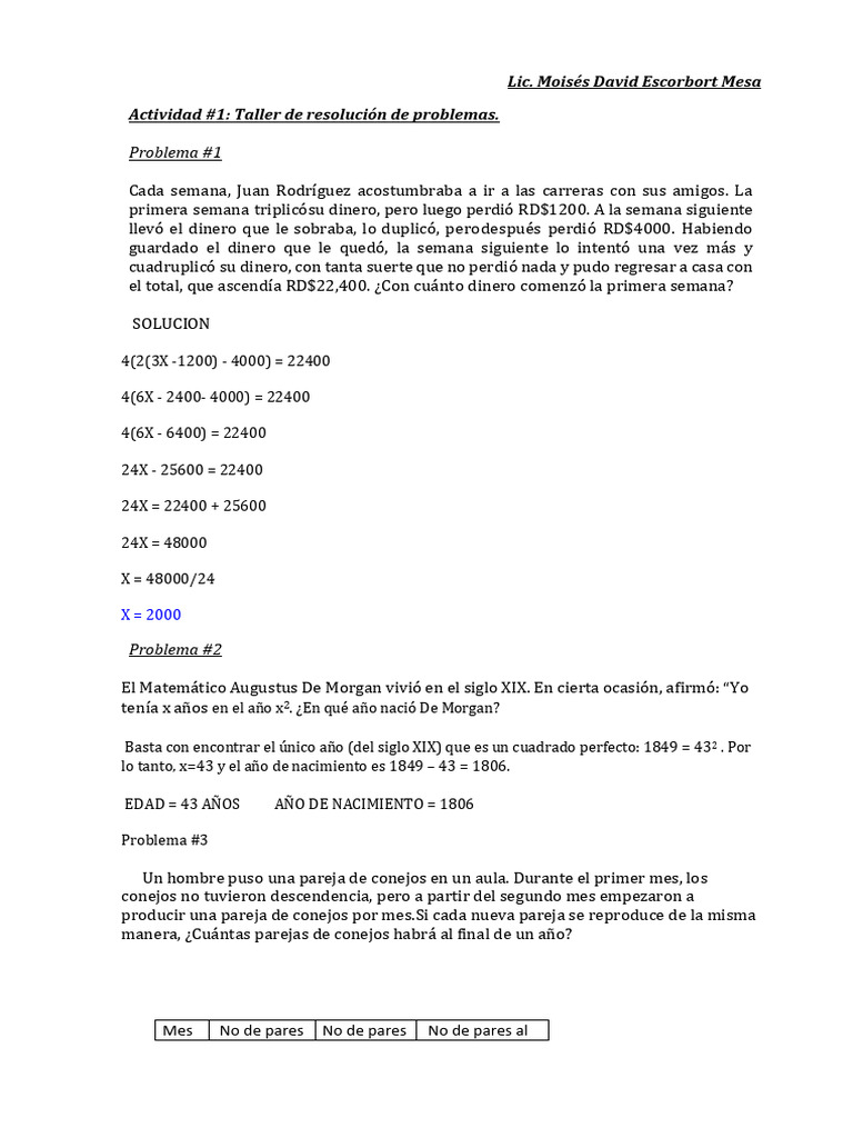 Taller de Problemas Matemáticos para 5 Años | PDF