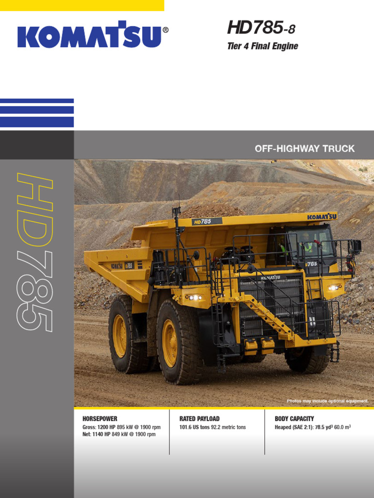 Komatsu HD785-8 Specifications Overview | PDF | Horsepower | Vehicle Parts