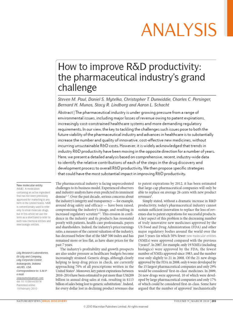 Enhancing R&D Productivity in Pharma | PDF | Pharmaceutical Industry ...