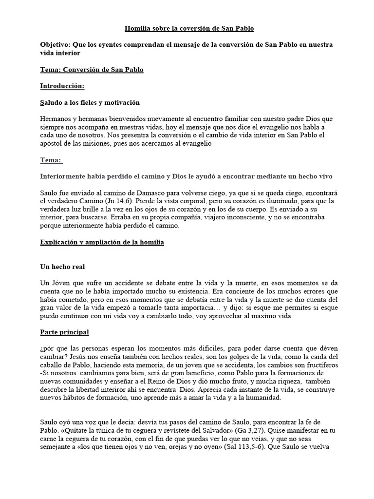Homilia De La Conversión D Pablo Descargar Gratis Pdf Pablo El