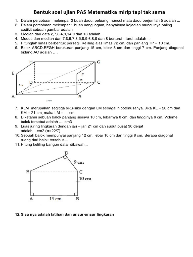 Soal Ujian PAS Matematika 2023 | PDF | Metode & Bahan Ajar