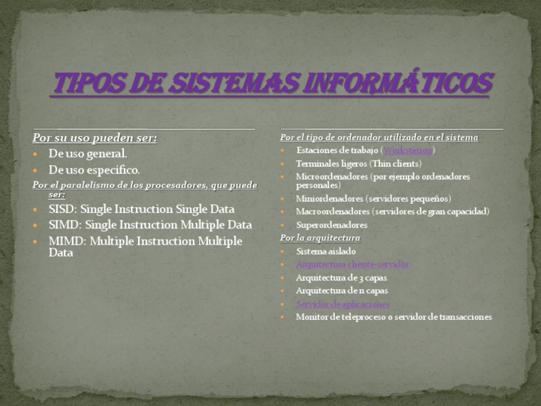 Tipos de sistemas informáticos