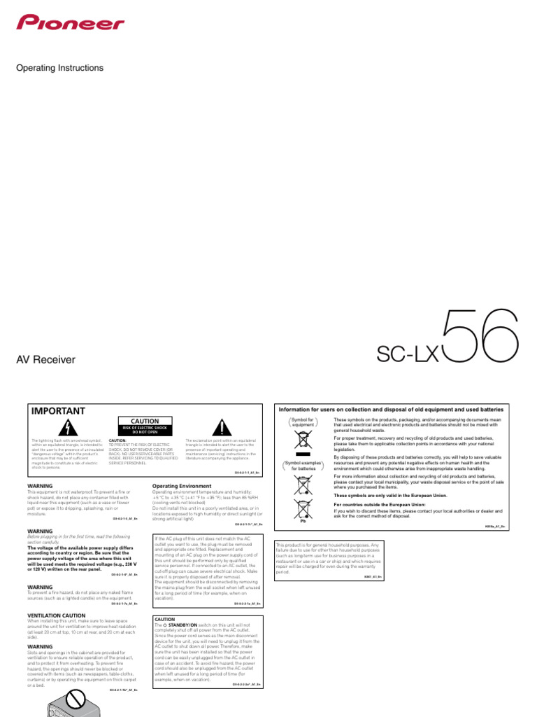 SC-LX56 Manual ENpdf | PDF | Hdmi | Ac Power Plugs And Sockets