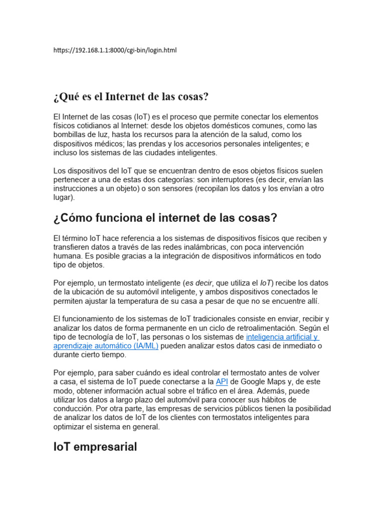 IoT: Conexión y Función en Empresas | PDF | Internet de las Cosas ...