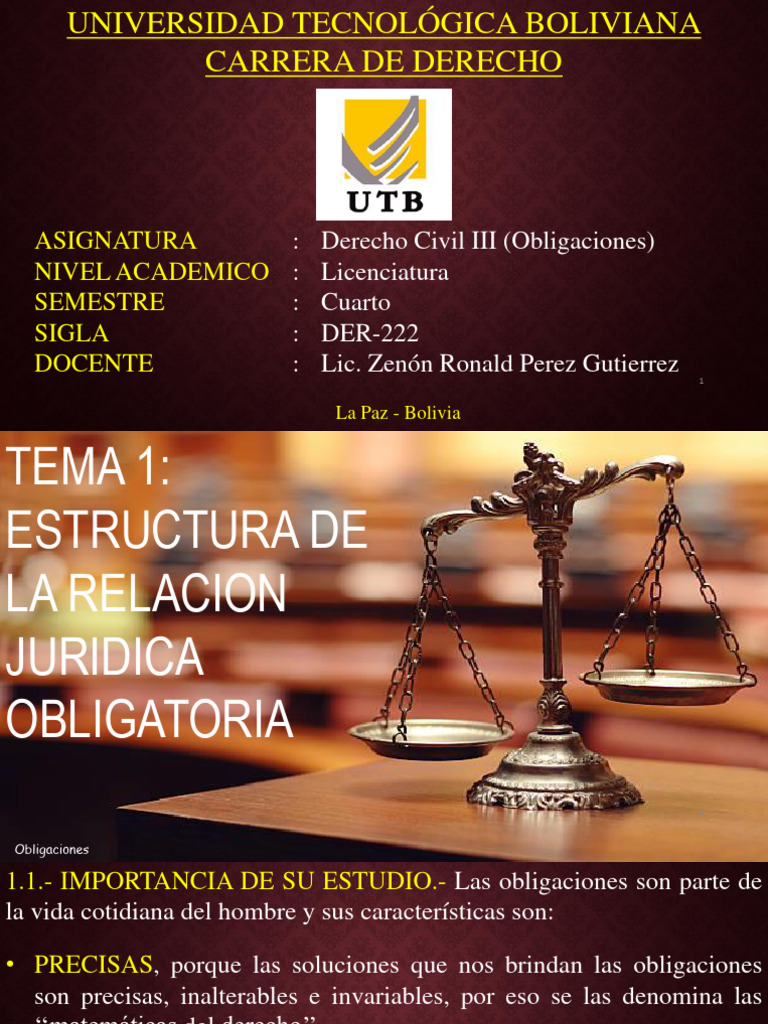 Estructura de las Obligaciones en Derecho Civil | PDF | Bienes (Ley ...