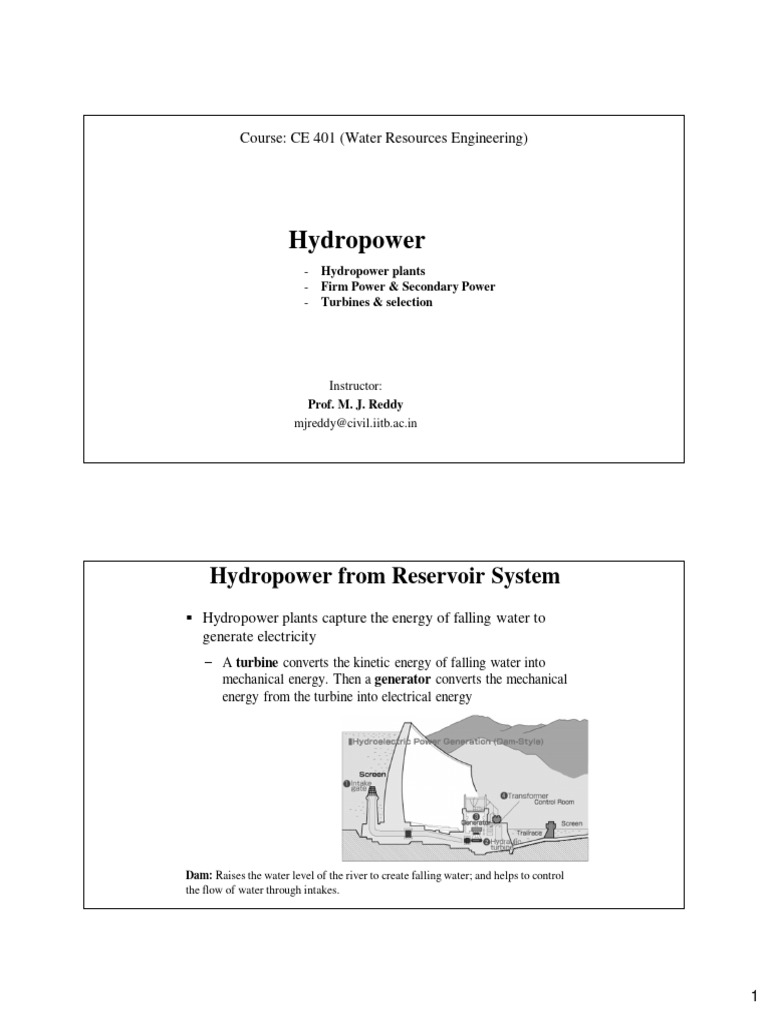 Lecture29 Hydropower PDF Hydropower Hydroelectricity