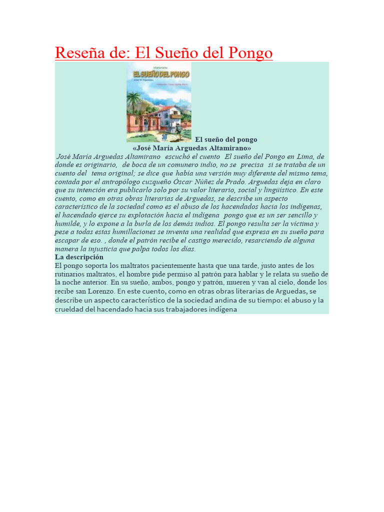 El Sueño de Pongo | PDF