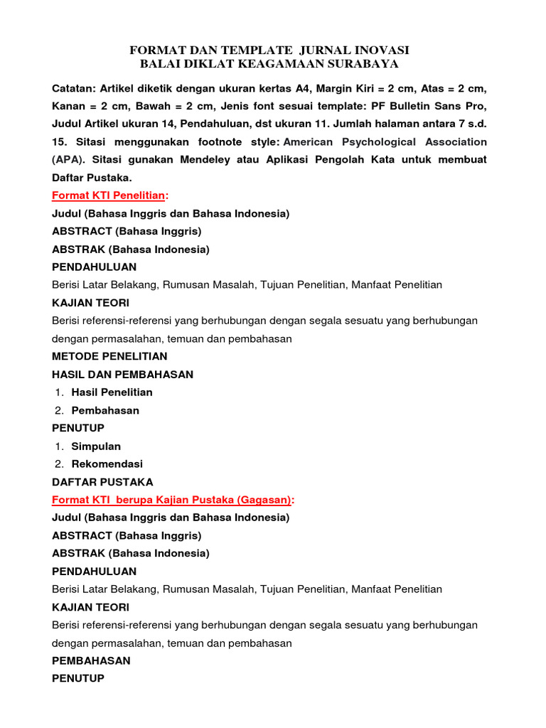 Format Jurnal Inovasi BDK Surabaya | PDF | Seni & Disiplin Bahasa